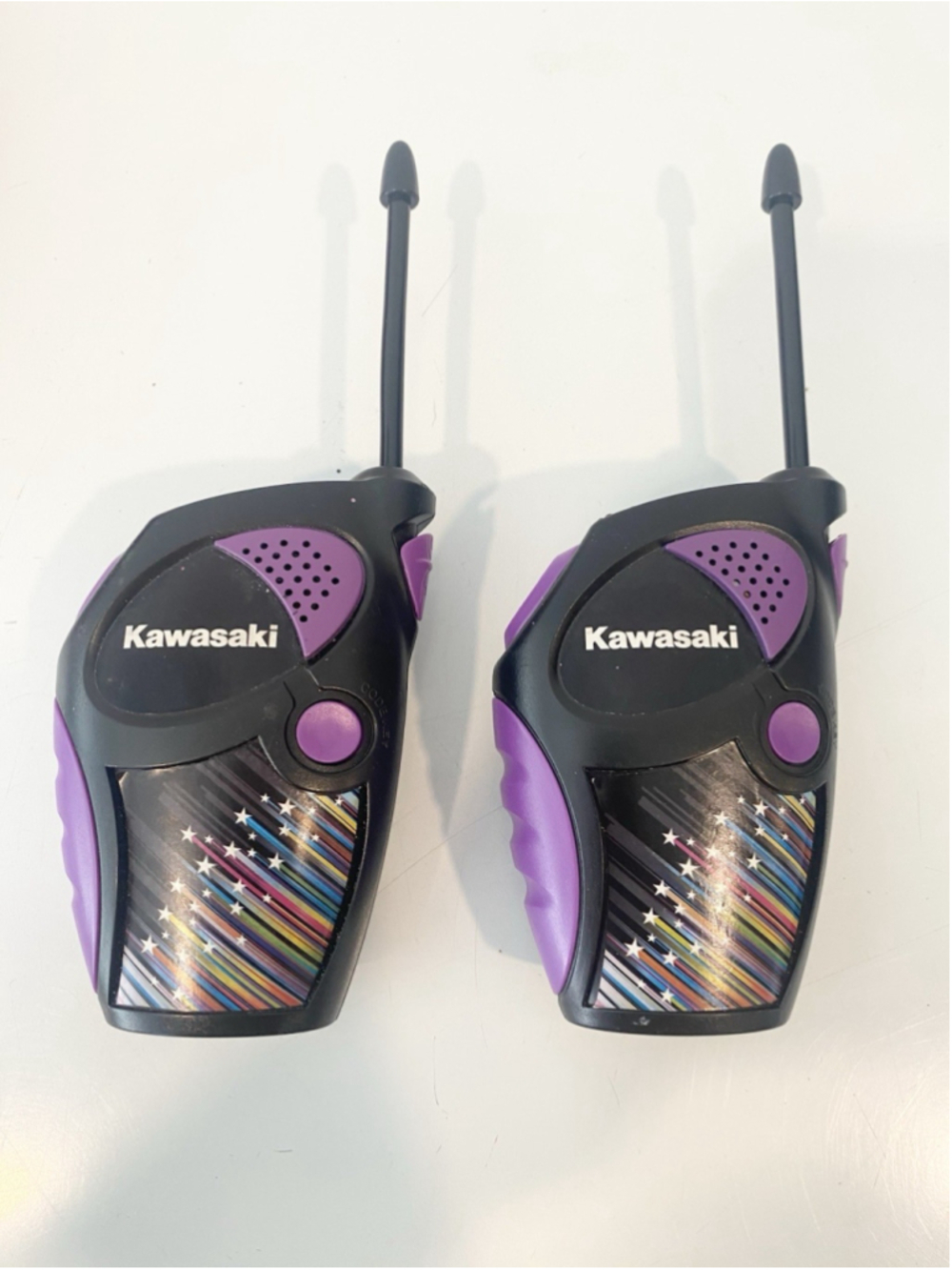 Kawasaki Kids Walkie Talkies Pair Black Purple Kidz Toyz Tested Working